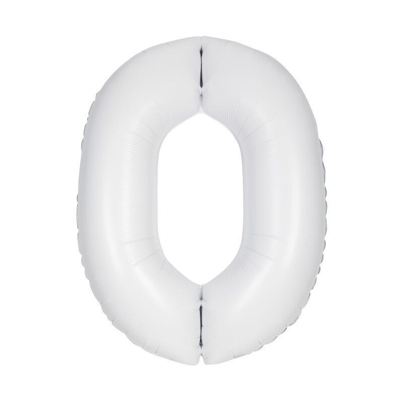 Jumbo Number 0 Matte White Balloon