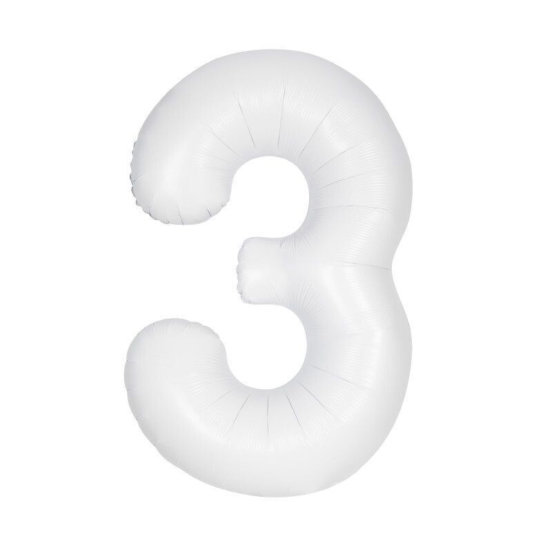 Jumbo Number 3 Matte White Balloon