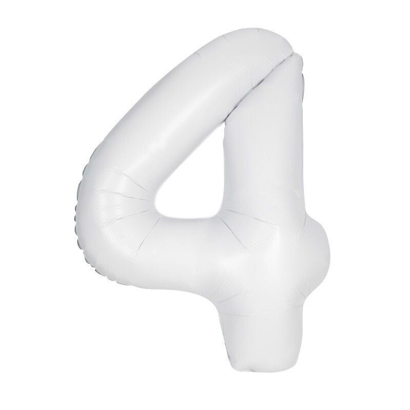 Jumbo Number 4 Matte White Balloon