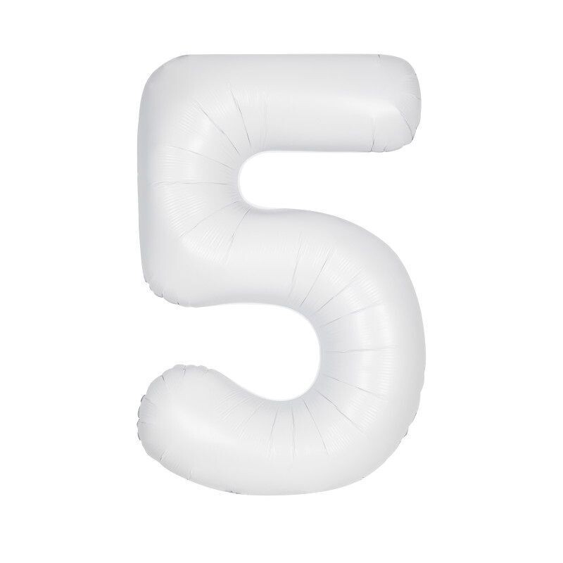 Jumbo Number 5 Matte White Balloon