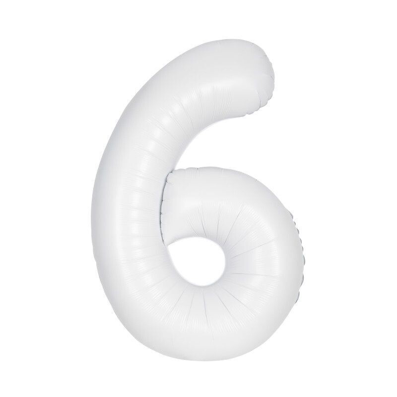 Jumbo Number 6 Matte White Balloon