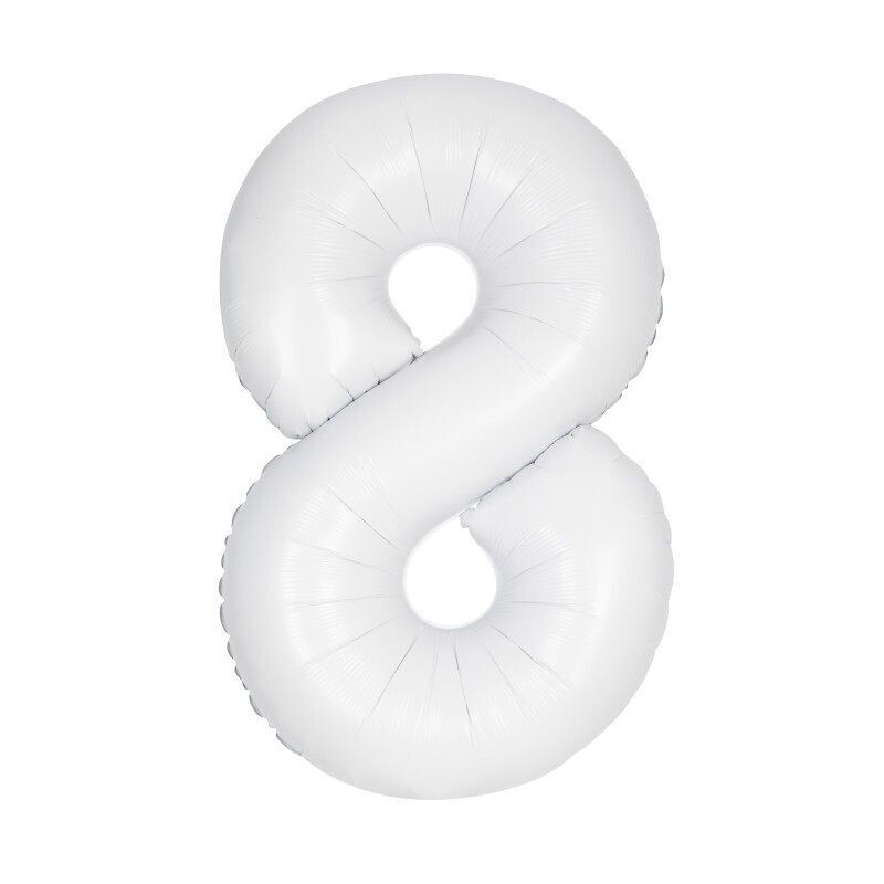 Jumbo Number 8 Matte White Balloon