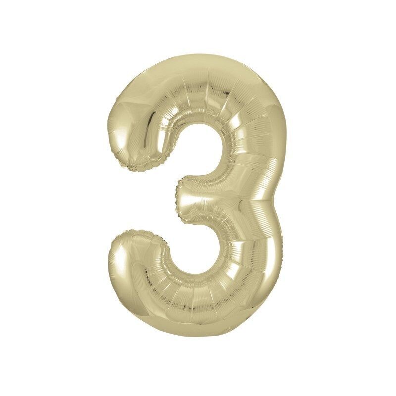 Jumbo Number 3 White Gold Balloon