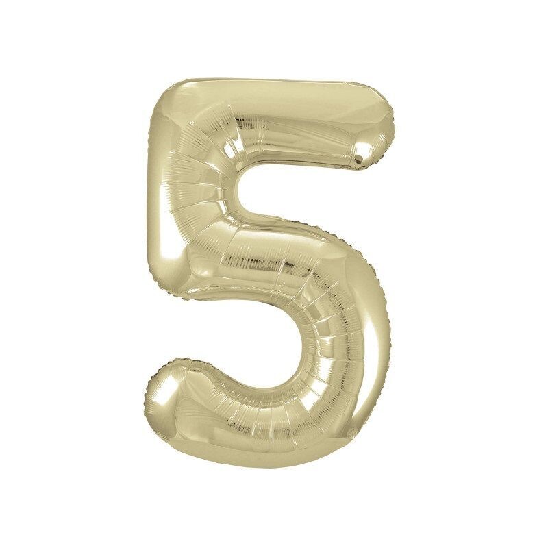 Jumbo Number 5 White Gold Balloon