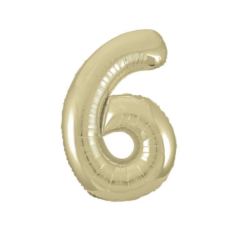Jumbo Number 6 White Gold Balloon