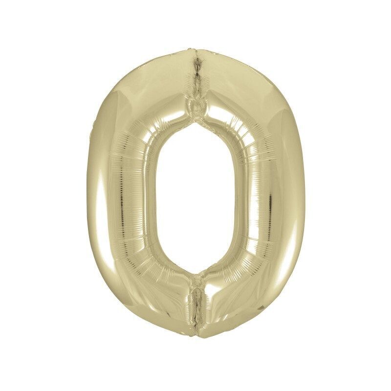 Jumbo Number 0 White Gold Balloon