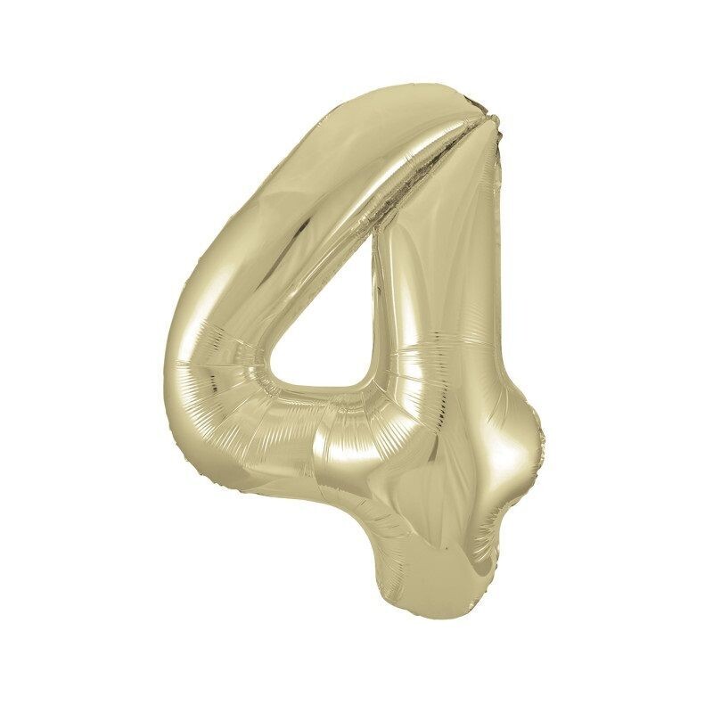 Jumbo Number 4 White Gold Balloon