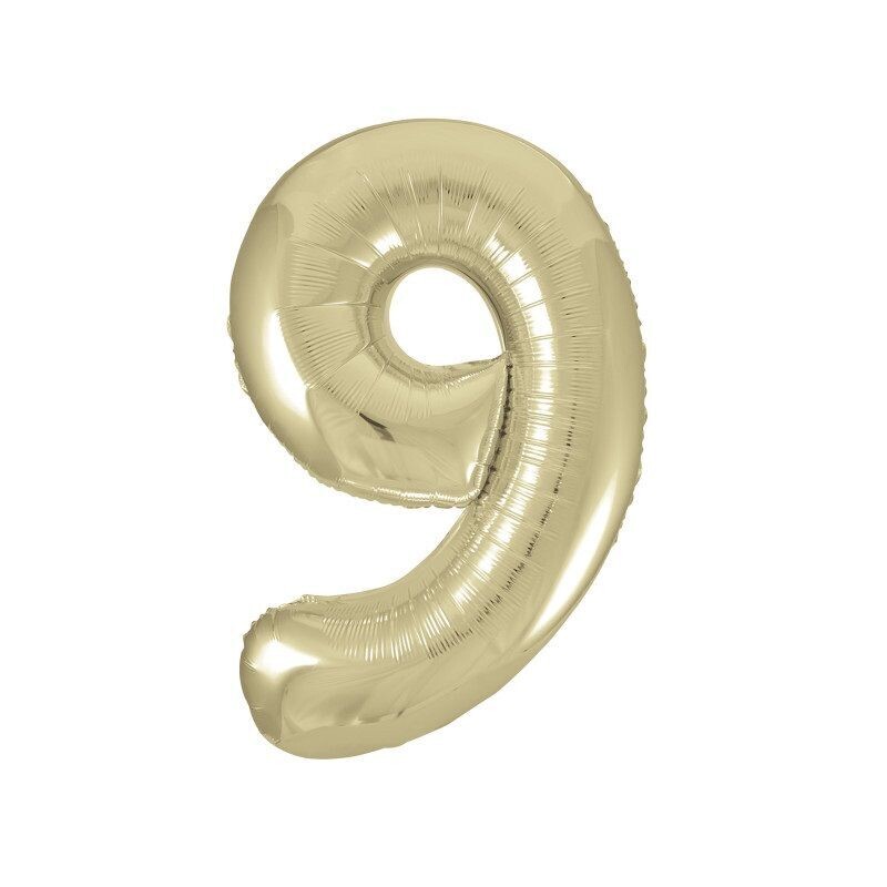 Jumbo Number 9 White Gold Balloon