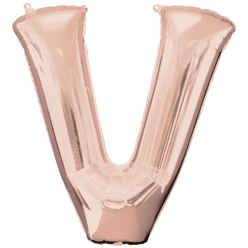 Jumbo Letter V Rose Gold Foil Balloon