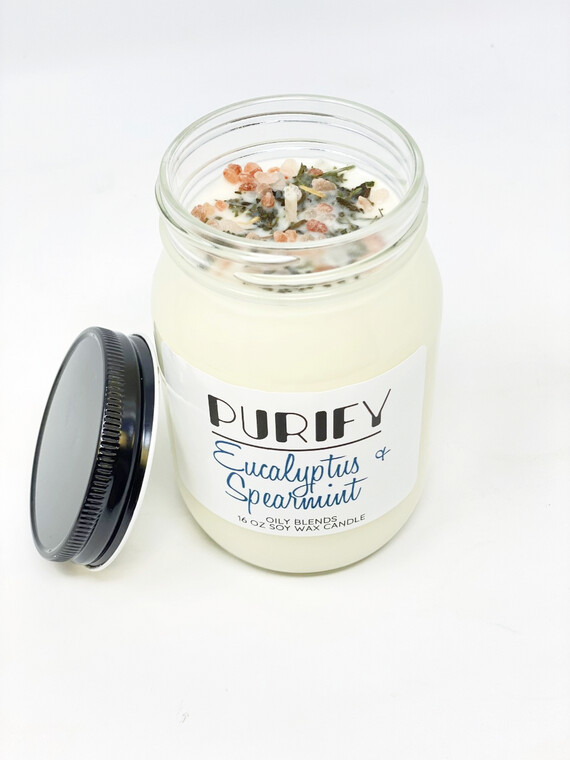BrokenSpirit_Apparel (BSA) Eucalyptus Spearmint Scented Purify Candle