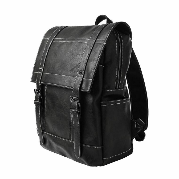 BrokenSpirit_Apparel (BSA) Black Drake Vegan Leather Rucksack Messenger