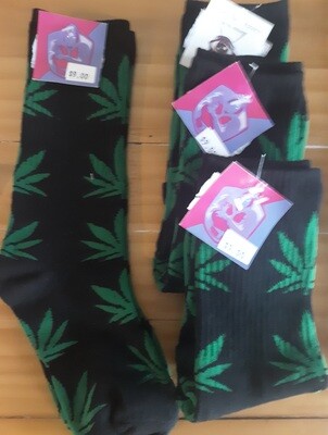 BrokenSpirit_Apparel (BSA) Black and Green Cannabis Socks