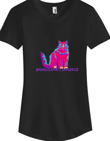 BrokenSpirit_Apparel (BSA) Black Trippy Kat T-Shirt