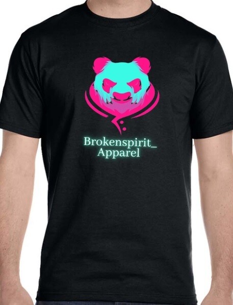 BrokenSpirit_Apparel (BSA) Black T-Shirt with Mean Panda