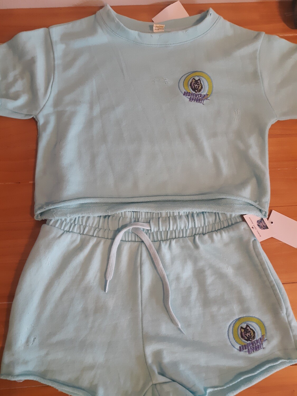 BrokenSpirit_Apparel (BSA) Blue Woofie Crop Top T-Shirt and Short Set