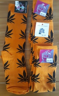 BrokenSpirit_Apparel (BSA) Orange and Black Cannabis Socks