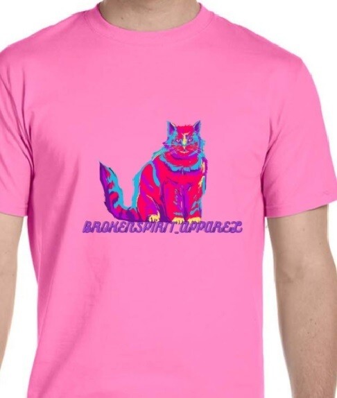 BrokenSpirit_Apparel (BSA) Pink Trippy Kat Short Sleeved T-Shirt