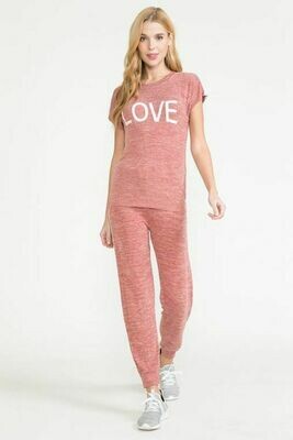 BrokenSpirit_Apparel (BSA) Melange Side Stripe Short Sleeve &amp; Jogger Set