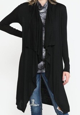 BrokenSpirit_Apparel (BSA) Open Front and Long Sleeves Black Cardigan Hoodie