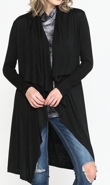 BrokenSpirit_Apparel (BSA) Open Front and Long Sleeves Black Cardigan Hoodie
