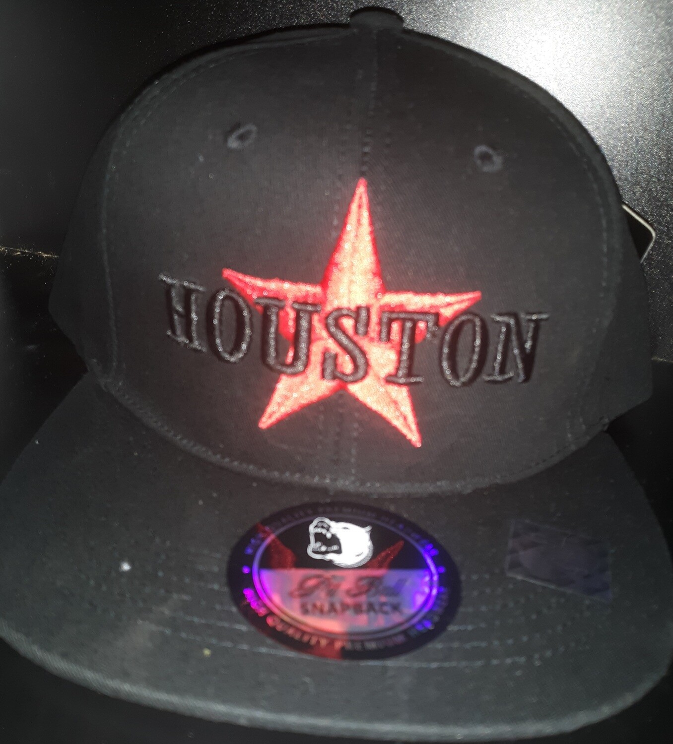 BrokenSpirit_Apparel (BSA) Black Houston Hat with a Red Star in the middle