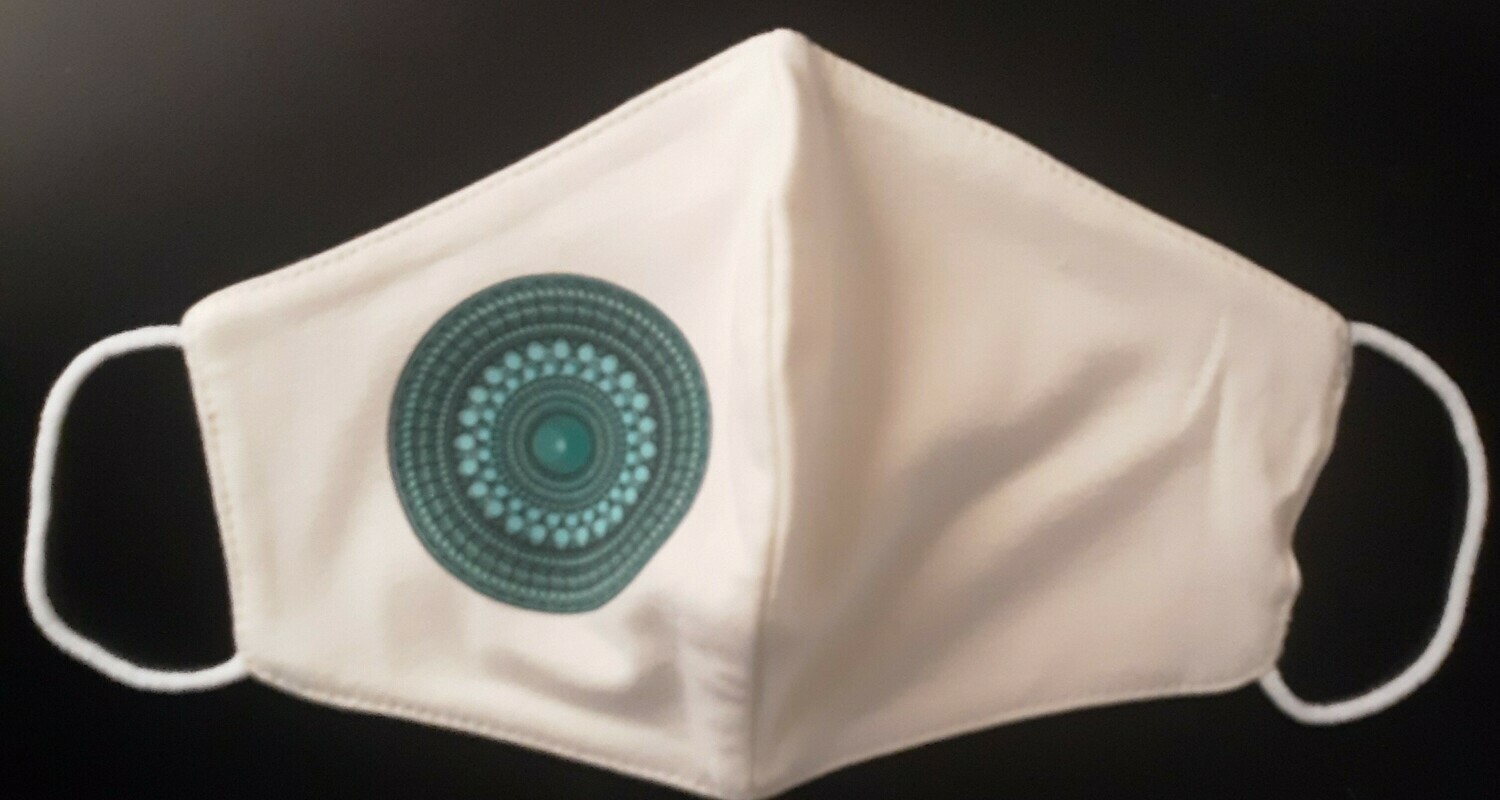 BrokenSpirit_Apparel (BSA) White with Blue Designs Facemask