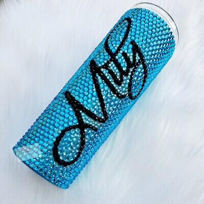 Full Bling  20oz Tumbler with straw Personalized Rhinestone Tumbler Bling Cup