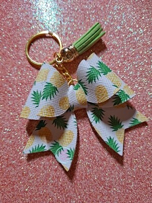 Pineapple White Bow Keychain