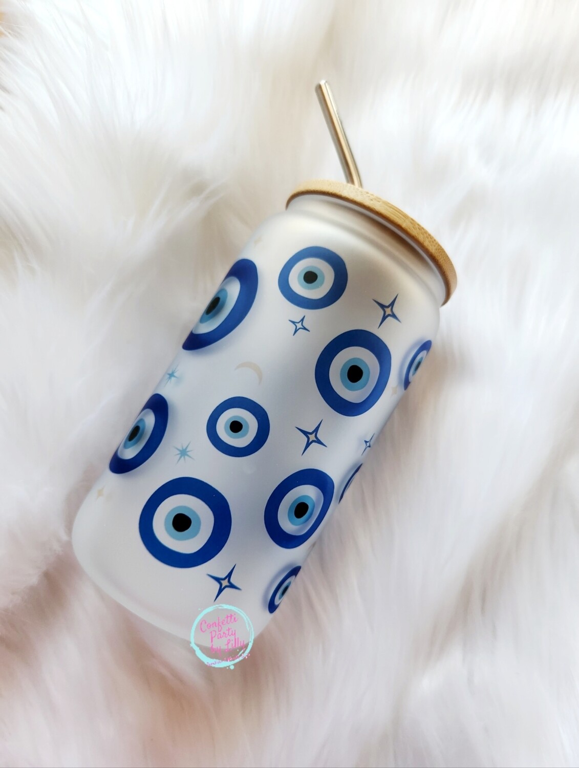 Evil Eye 16oz Frosted Glass Can Tumbler