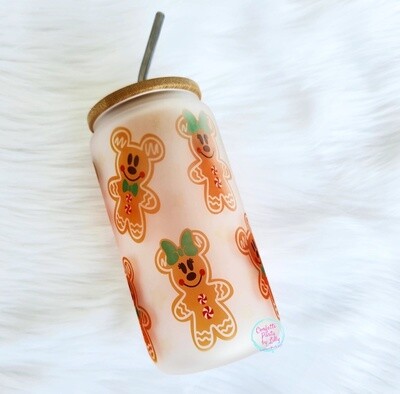 Mouse Ginger Cookie  16oz Frosted Glass Can Tumbler