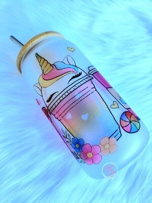 Unicorn Coffees 16oz Frosted Glass Can Tumbler