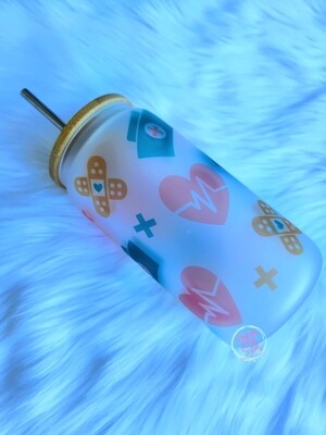 Nurse Tumbler 16oz Frosted Glass Can Tumbler Nurse Tumbler 16oz Frosted Glass Can Tumbler