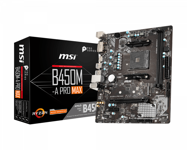 MSI B450M-A Pro Max (AM4, DDR4, mATX)