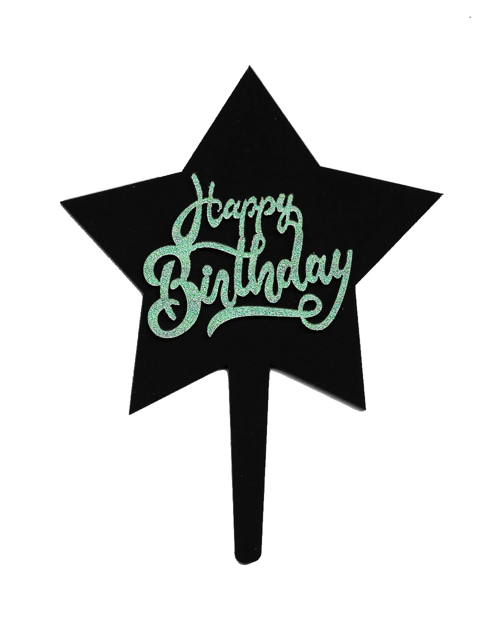 Happy Birthday Cake Topper Black Star Acrylic