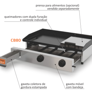 Plancha a gás 60cm 2Q Compact Tostado Brasil