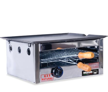Chivetero MORERLLI a gas con plancha y gratinador simple.
