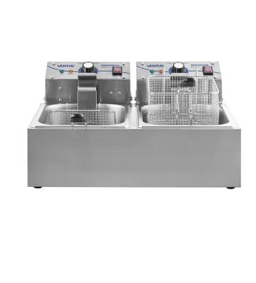 FRITADOR ELECTRICO VENTUS  DE MESA 2 CANASTOS 6 LTS  c/u inox MOD: (VFS-062)