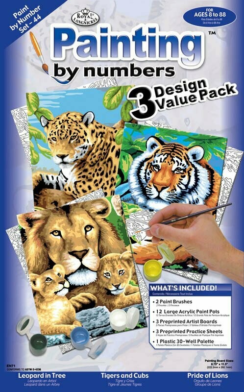 SET 3 LAMINAS PINTANDO POR NUMEROS ANIMALES SALVAJES