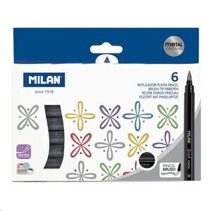 Caja 6 rotuladores punta pincel colores metalizados