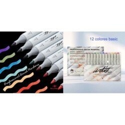 ESTUCHE 12 PROFESSIONAL BRUSH MARKER BASIC COLORS
