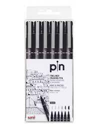 Estuche 6 Rotuladores Calibrados Negros 0,03-0,05-0,1-0,3-0,5-0,8 Uni Pin