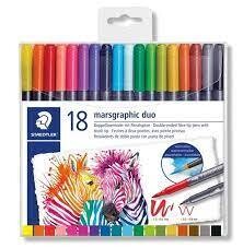 ROTULADOR STAEDTLER DOBLE PUNTA ACUARELABLE 18 COLORES PUNTA PINCEL Y FINA