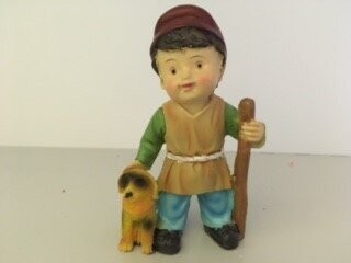 FIGURA PASTOR CON PERRO RESINA 9 CMS