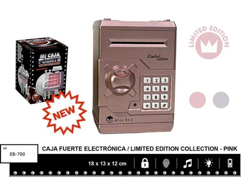 HUCHA CAJA FUERTE METALIC ROSE