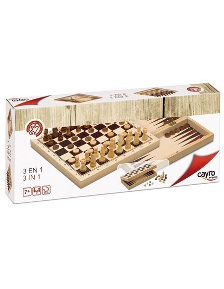 JUEGO 3 EN 1 AJEDREZ, DAMAS Y BAKCGAMMON