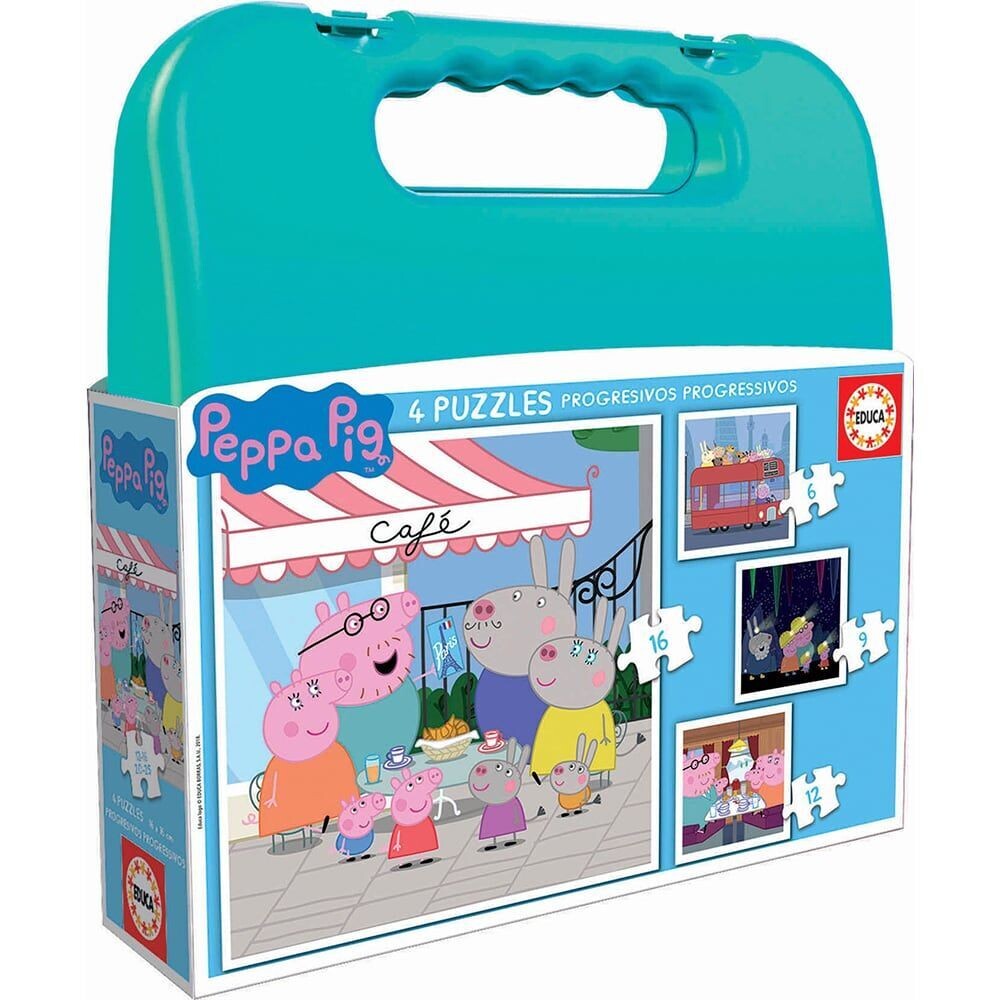 MALETIN CON 4 PUZZLES PEPPA PIG "COSY CORNER"