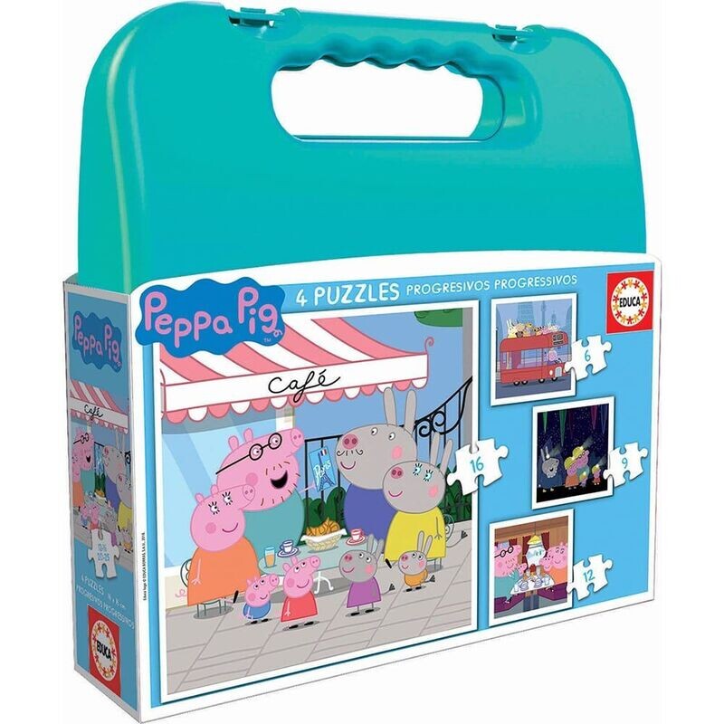 MALETIN CON 4 PUZZLES PEPPA PIG "COSY CORNER"