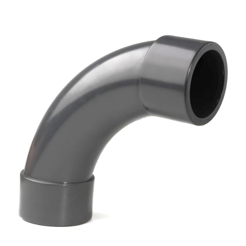 4" PVC-U Short Radius Swept Bend 90˚ Plain Plastic Pressure Pipe Fitting - 15 Bar