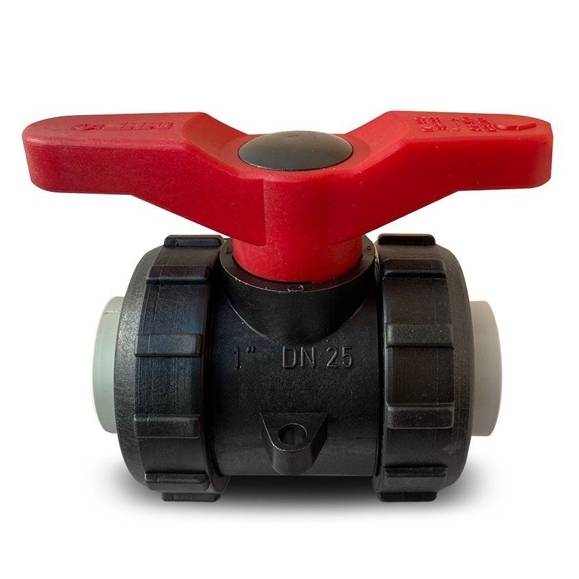 63mm | 2" GRPP / EPDM SAFI Double Union Ball Valve PP-H Metric Sockets