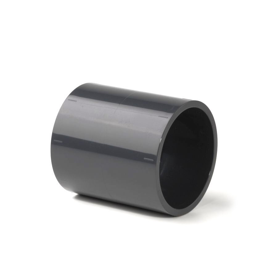 225mm PVC Straight Socket Coupler Plain 10 Bar Pressure Pipe Fitting - Grey UPVC Plastic